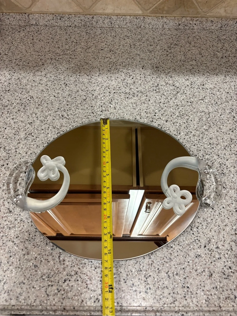Vintage Riker Art Glass vanity tray featuring a hand-blown